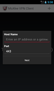 McAfee VPN Client Screen 2