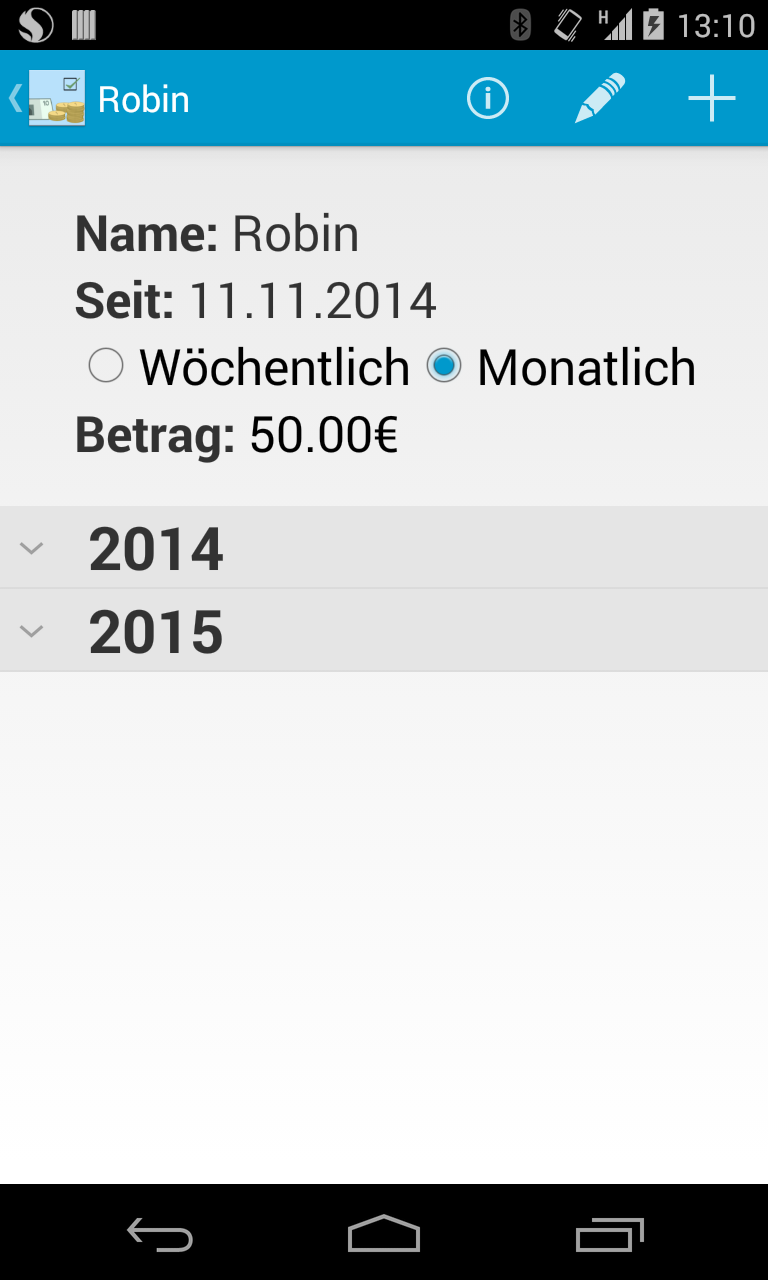 Android application Pocket Money screenshort