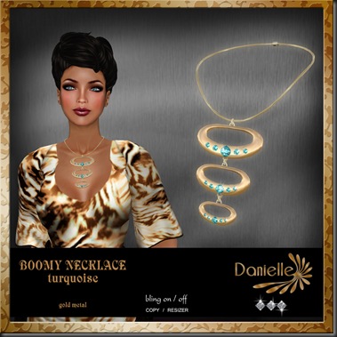 DANIELLE Boomy Necklace Turquoise on gold'