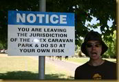 Caravan park warning sign