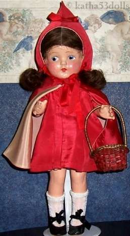 Composition doll Little Red Riding Hood 1930s