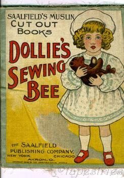 Antique printed cloth doll Dollie’s Sewing Bee Saalfield muslin pattern 1900s