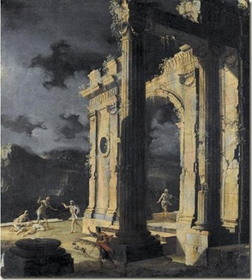 539px-An_architectural_capriccio_with_figures_amongst_ruins_under_a_stormy_night_sky,_oil_on_canvas_painting_by_Leonardo_Coccorante