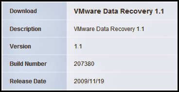 Checking VMware Data Recovery (vDR) build versions to verify latest code.