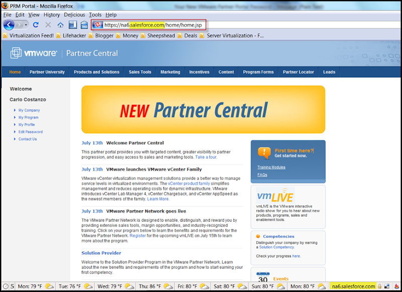 VMware Partner Central now ‘In the Cloud’.