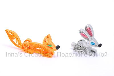 Fox & hare, paper quilling