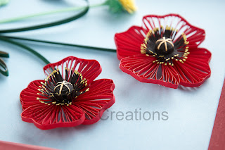 Quilled poppy flowers, close-up