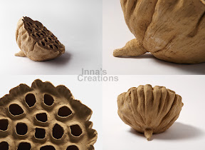 Lotus seedpod clay sculpture, details