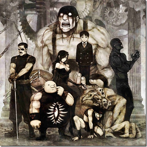 Wrath, Gluttony, Lust, Pride, Envy, Greed (front), Sloth (big guy in the back) Wrath, Gluttony, Lust, Pride, Envy, Greed (front), Sloth (big guy in the back)
