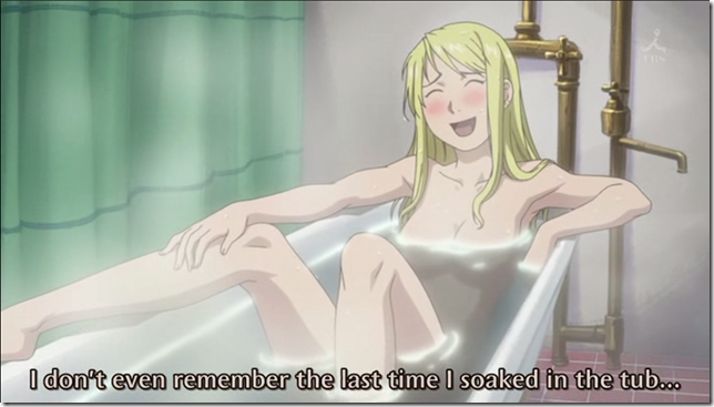 Winry soaking in the tub Winry soaking in the tub