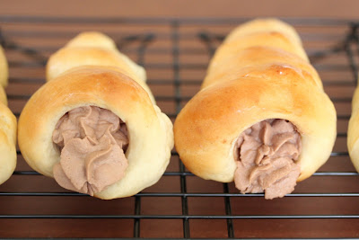 close-up photo of two nutella cream horns