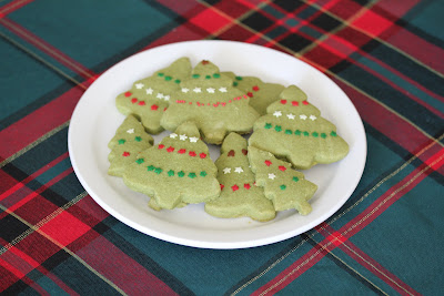 overhead photo of a plate of Green Tea Shortbread Cookies
