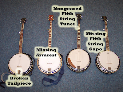 Four troubled banjos that could become three good ones