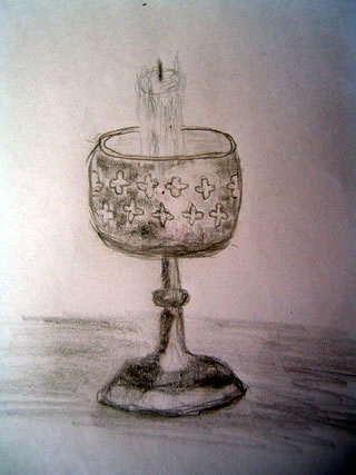 Sketch of a candle stick holder with an unlit candle