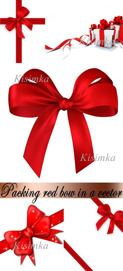Stock: Packing red bow in a vector 2