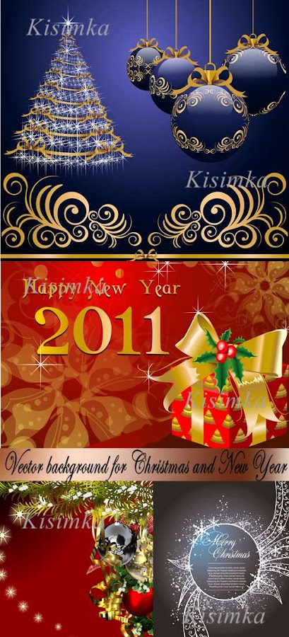 Stock: 4 Vector background for Christmas and New Year