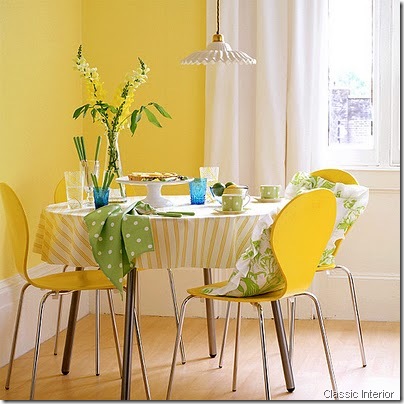 Yellow dining room classic interior