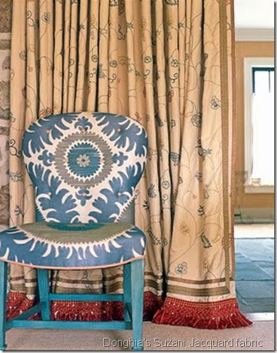 Donghia's Suzani Jacquard fabric in Blue Bliss - Jeffery Bilhuber