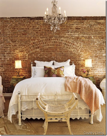 bedroom brick wall country living