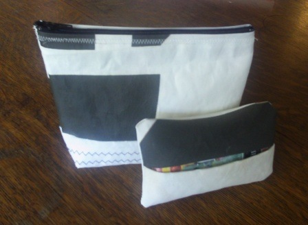 recycled sail cosmetic purse and tissue holder