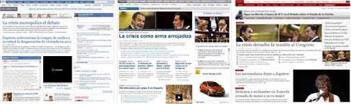 Las portadas digitales de tres periódicos españoles