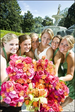 Hot Pink and Orange bouquets