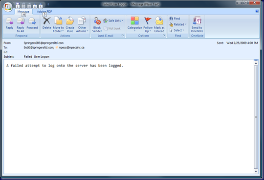 09-02-25 SBS 2008 - Failed Logon Attempt E-Mail