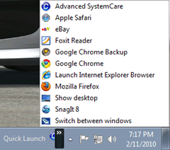 Qucik Launch bar in Windows 7