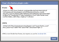 Facebook like button code