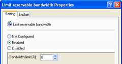 limit reservable bandwidth enable 0