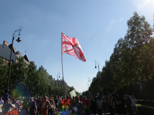 , 2010, Budapest Pride, buzi, felvonulás, fényképek, gay, képek, lesbians, leszbikusok,  LGBT, meleg, Meleg Méltóság Menete, photos, pictures, tüntetés,   stockphoto, parádé, Pink Union Jack, Britain, british flag, zászló, lobogó