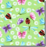 Happy Flowers - Daisies & Insects Green #DD31Green