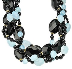 black onyx and blue chalcedony necklace