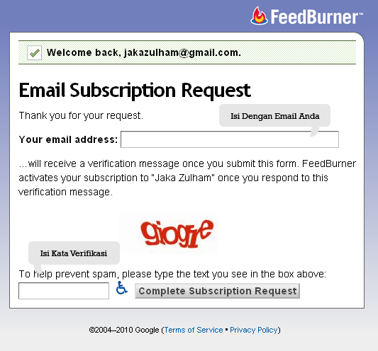 feedburner subscribe