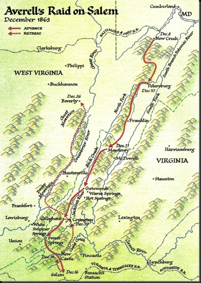 Map of Averell's Salem Raid
