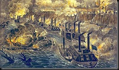 Porter's Fleet running the guns at Vicksburg
