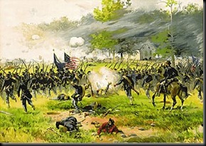 Union troops assault Lee's left flank