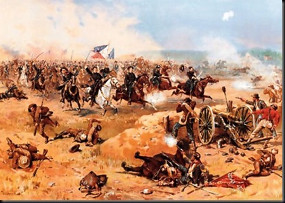Merritt and Averell's charge on the Confederate left flank