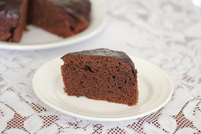 photo of a slice of chocolate cake on a plate