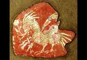 Mural in Teotihuacan with bird