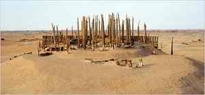 Archaeologists believe the hundreds of 13-foot poles at the Small River Cemetery in a desert in Xinjiang Province, China, were mostly phallic symbols