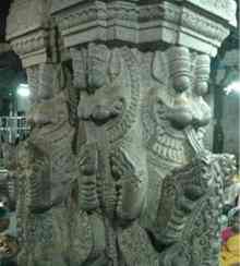 <br /><br /><br /><br />A pillar in the Hundred-pillared Mandapam in Srikalahastheeswara Swamy temple. (Photo: KV Poornachandra Kumar)