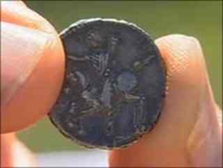 Coins, pottery and slag have been found at the secret location 