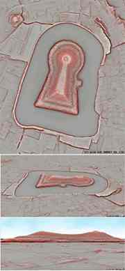 Laser sharp: These three-dimensional images of the ancient Gobyoyama burial mound in Sakai, Osaka, were generated based on data collected with the help of scanning lasers carried overhead by helicopter.