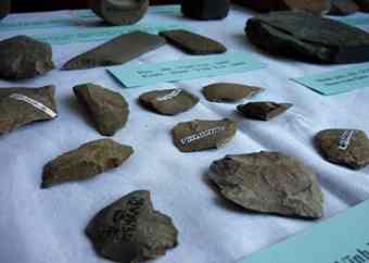 Stone tools collected from the Vinh Yen archaeological site.