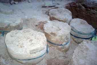 Some of the eight pots buried 1,300 years ago and found by a family in the backyard oh their house, in the locality of Tilcara, in the province of Jujuy, Argentina, 17 August 2010. The pots belonged to natives of this zone in the border with Bolivia.