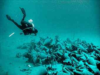 A Diver explores the Mazotos shipwreck