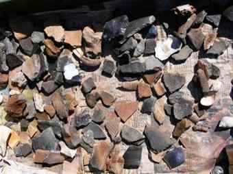 Pottery sherds and other items found at Folkstone