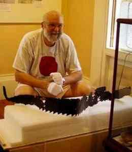 At the Counting House Museum recently, archaeologist Tad Baker uncrated a saw found at the South Berwick homestead of sawmill owner Humphrey Chadbourne.