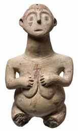 Vessel in the shape of a pregnant woman, Chalcolithic period, ca. 3000 BC, ceramic 